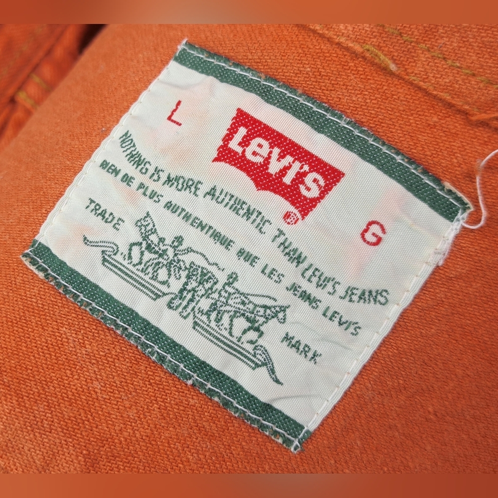 Levi's Men's Vintage 90s Denim Shirt Orange Button Down Size Large - Picture 4 of 16
